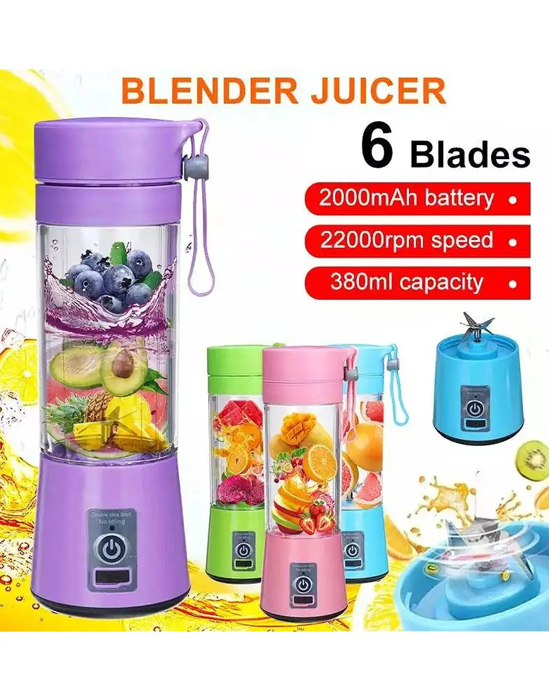 USB Rechargeable Portable Mini Blender Juicer
